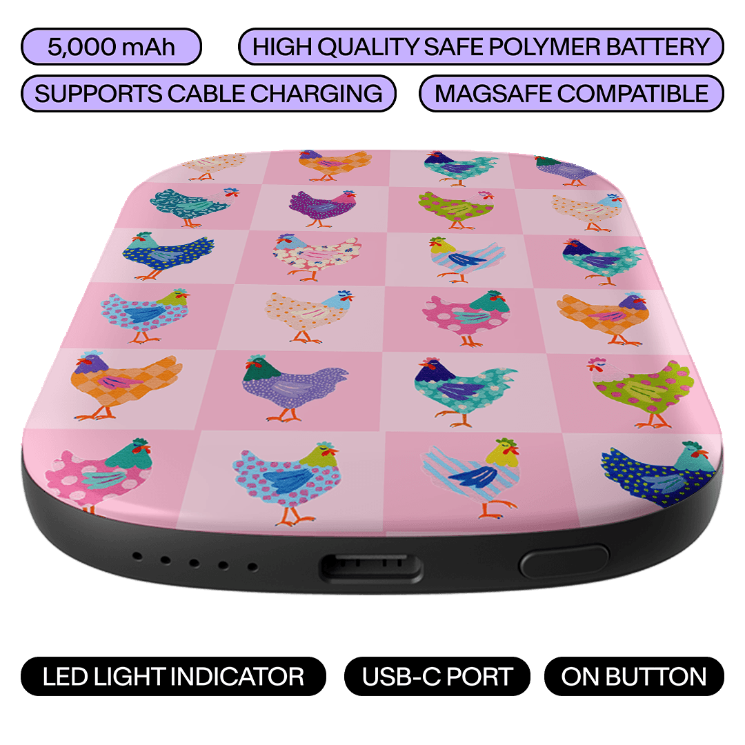 Checkered Chicken ChargePod MagSafe Power Bank ChargerPod by Kayla Henley - The Dairy