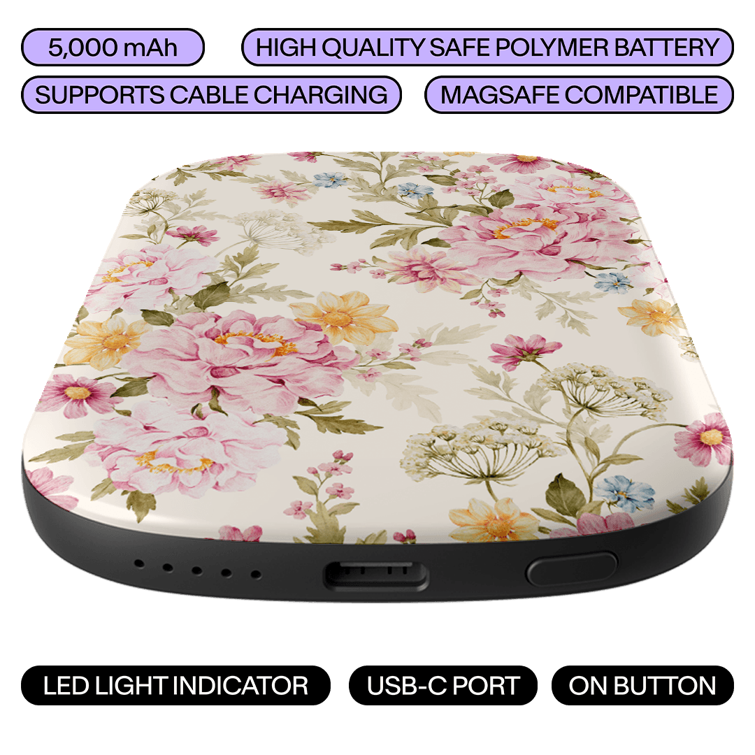 Florals For Spring ChargePod MagSafe Power Bank ChargerPod by Kasiags Art - The Dairy