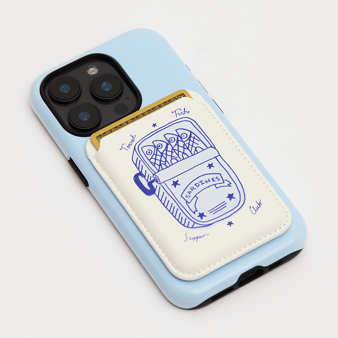 Sardine Social Blue MagSafe Wallet in Vegan Leather The Dairy