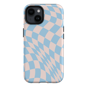 Wavy Check Sky on Light Blush Matte Phone Cases iPhone 14 / Armoured by The Dairy - The Dairy