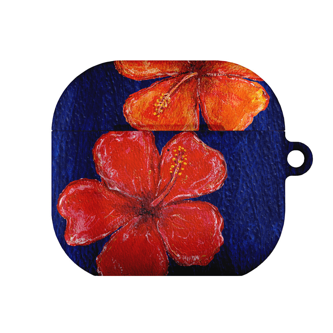 Hibiscus Flower Deep Blue AirPods Case AirPods Case 4th Gen by BG. Studio - The Dairy