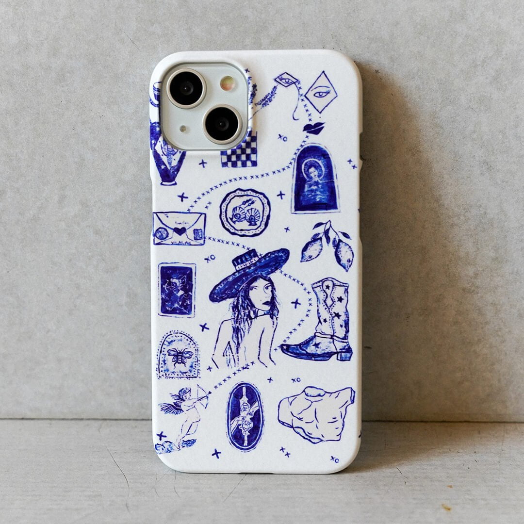 Artemis Blue and White Illustrated Phone Case The Dairy