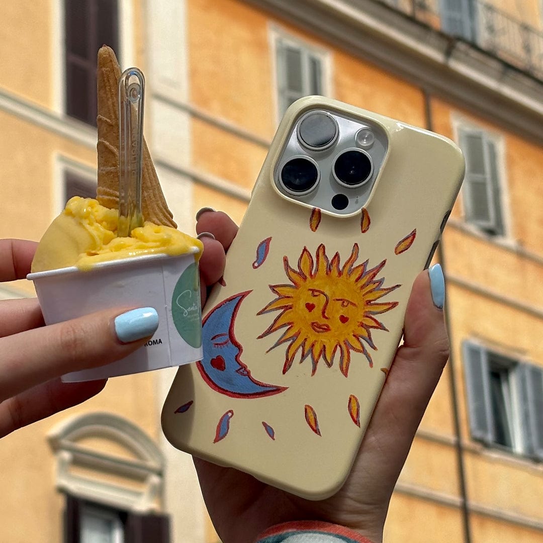 Sun & Moon Yellow Printed Phone Cases by BG. Studio - The Dairy