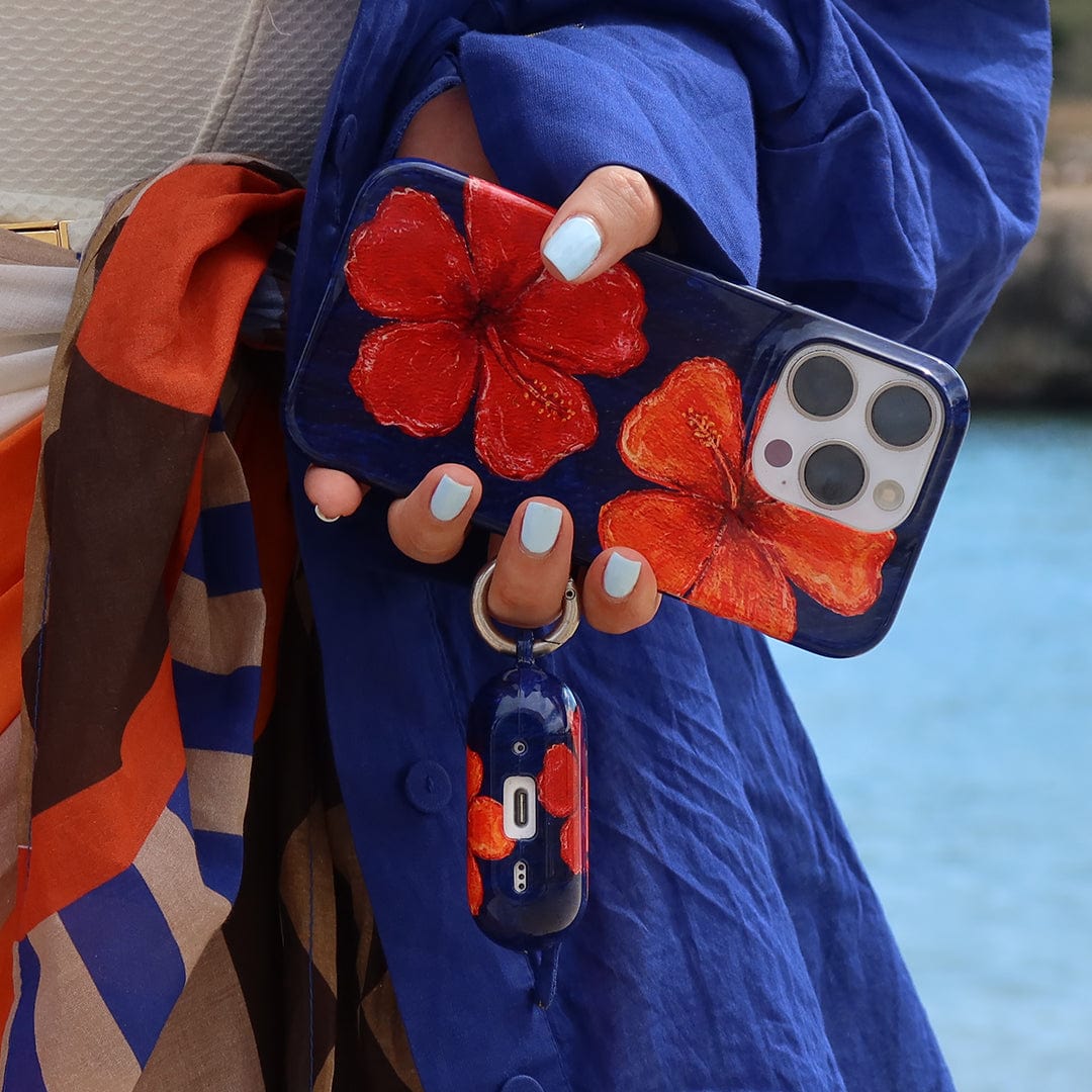 Hibiscus Flower Deep Blue Printed Phone Cases by BG. Studio - The Dairy