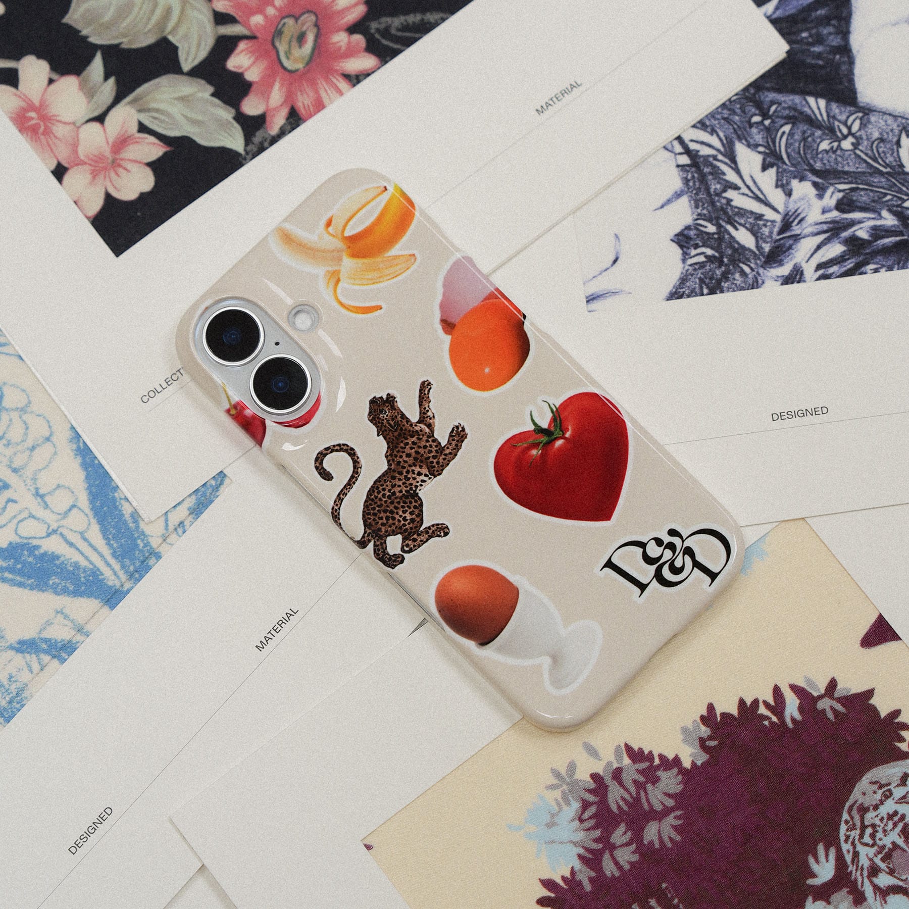 Sunday Stickers Cream Printed Phone Cases by Desmond & Dempsey - The Dairy