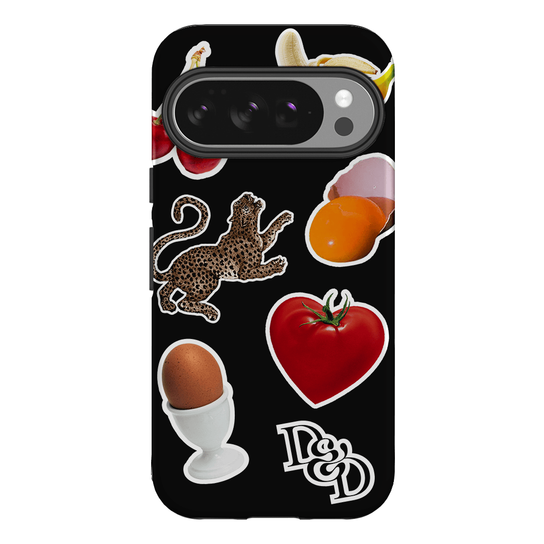 Sunday Stickers Black Printed Phone Cases Google Pixel 10 Pro / Armoured by Desmond & Dempsey - The Dairy