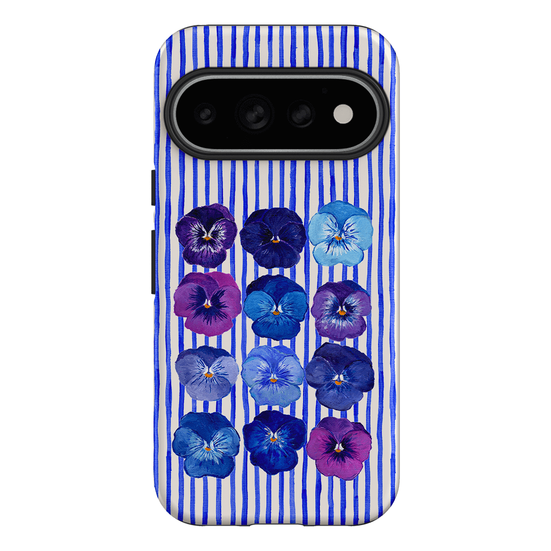 Striped Pansies Printed Phone Cases Google Pixel 11 Pro / Armoured by Kayla Henley - The Dairy