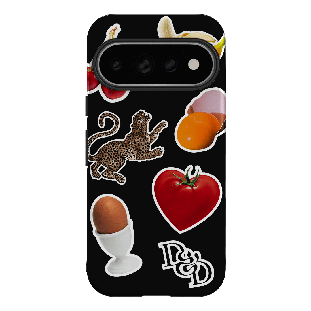 Sunday Stickers Black Printed Phone Cases Google Pixel 11 Pro / Armoured by Desmond & Dempsey - The Dairy