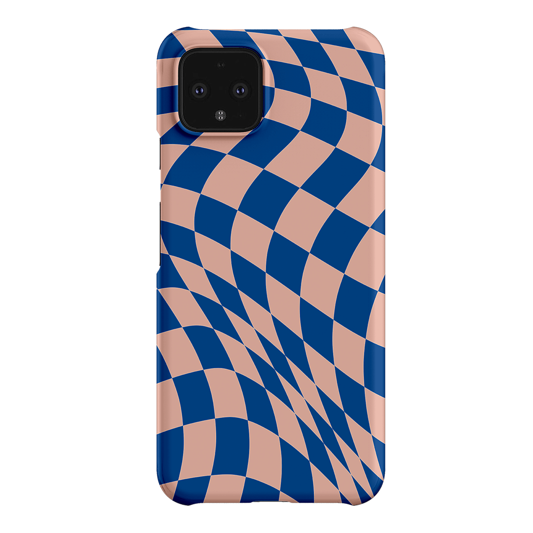 Wavy Check Cobalt on Blush Matte Case Matte Phone Cases Google Pixel 4 / Snap by The Dairy - The Dairy