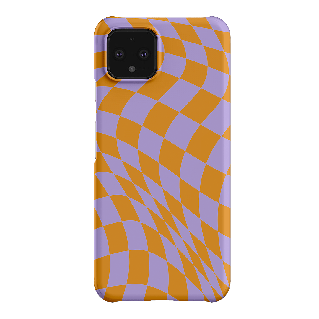 Wavy Check Orange on Lilac Matte Case Matte Phone Cases Google Pixel 4 / Snap by The Dairy - The Dairy