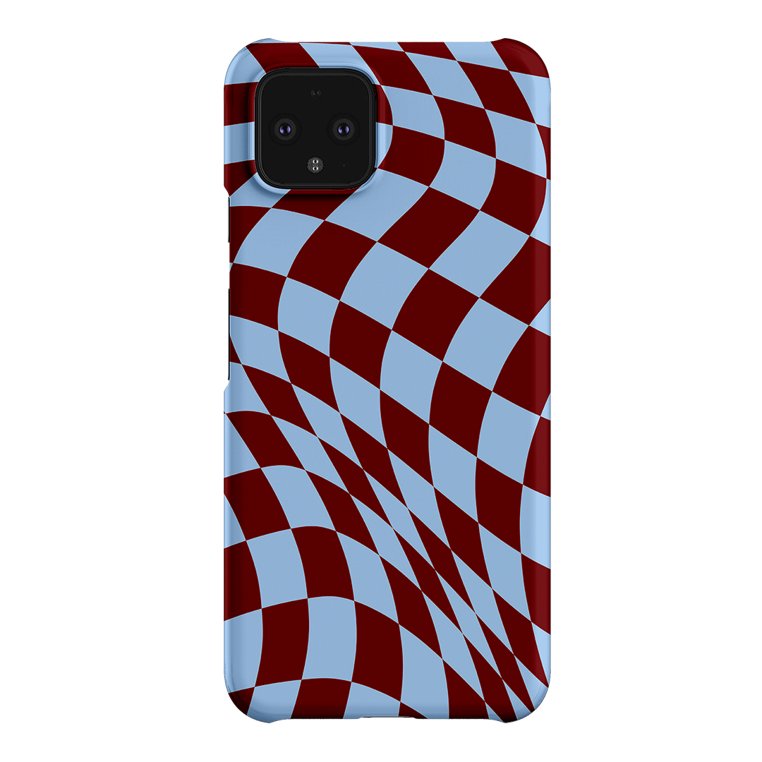 Wavy Check Sky on Maroon Matte Case Matte Phone Cases Google Pixel 4 / Snap by The Dairy - The Dairy