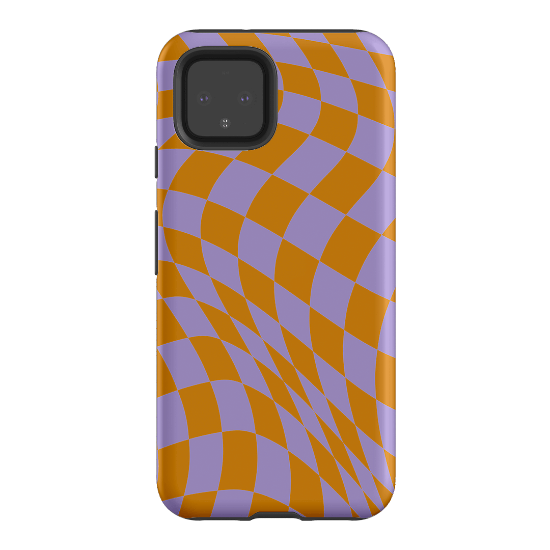 Wavy Check Orange on Lilac Matte Case Matte Phone Cases Google Pixel 4 / Armoured by The Dairy - The Dairy