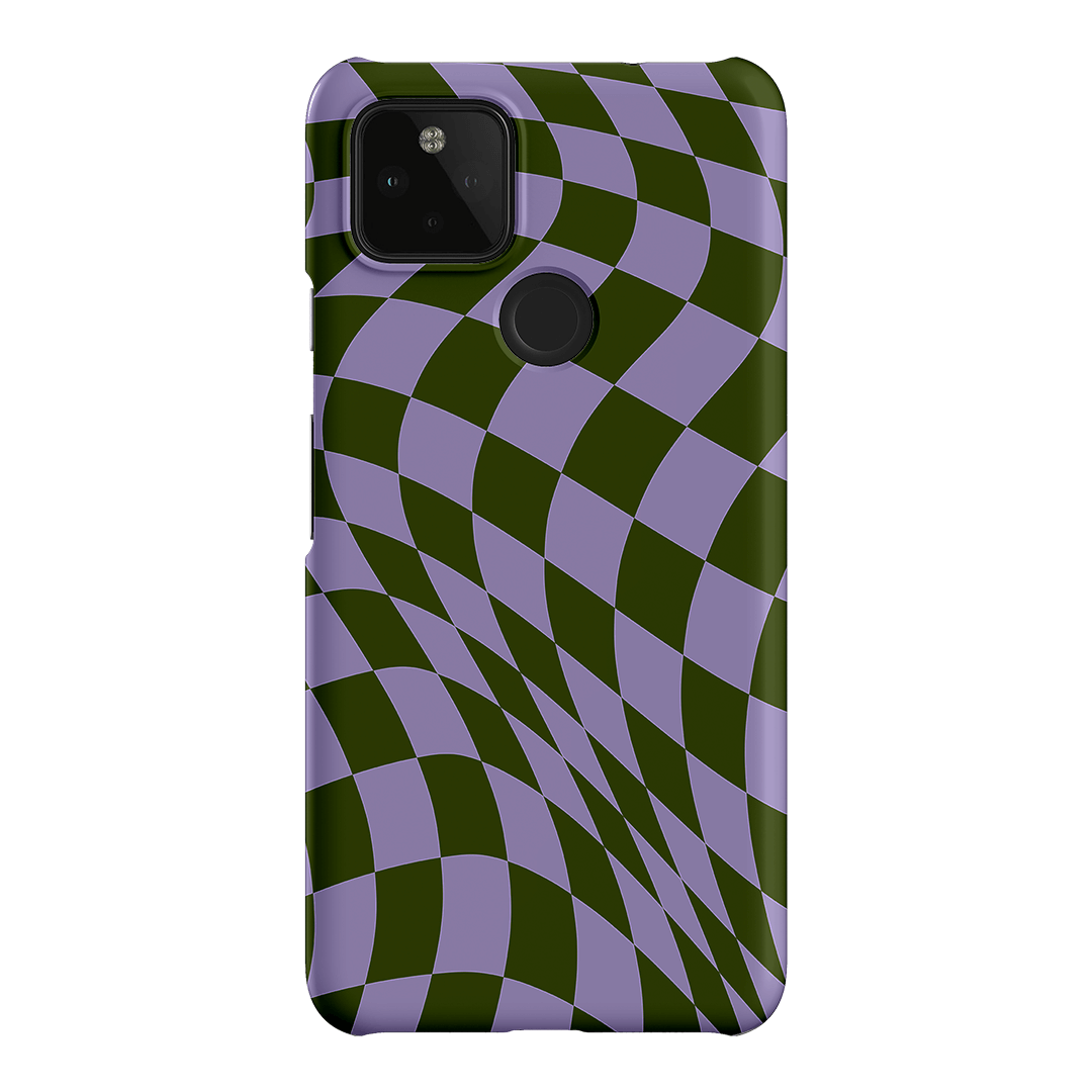Wavy Check Forest on Lilac Matte Case Matte Phone Cases Google Pixel 4A 5G / Snap by The Dairy - The Dairy