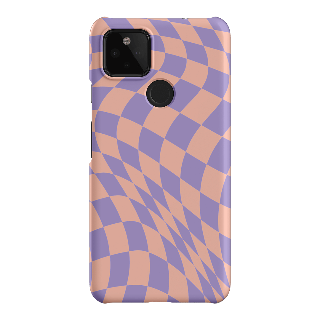 Wavy Check Lilac on Blush Matte Case Matte Phone Cases Google Pixel 4A 5G / Snap by The Dairy - The Dairy