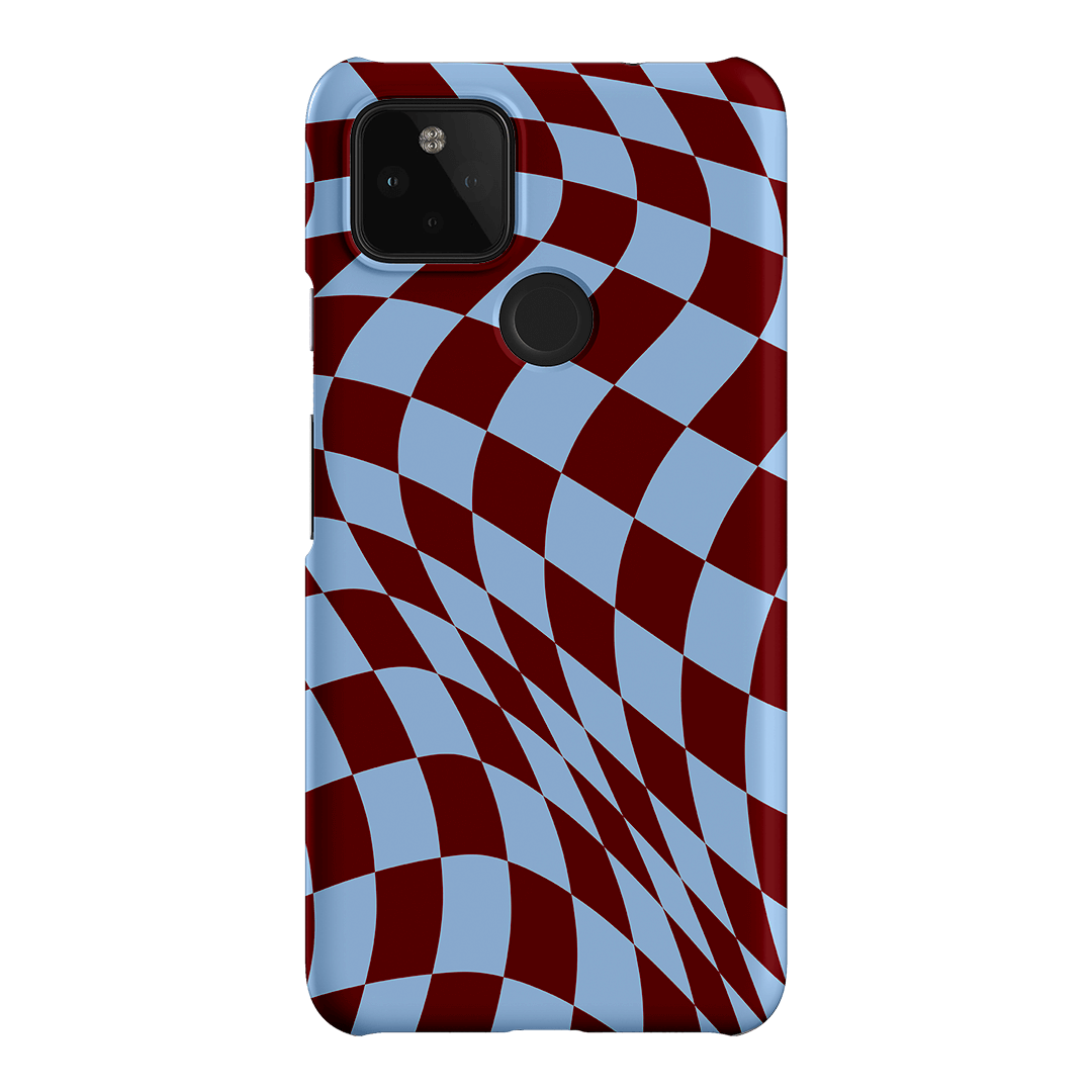 Wavy Check Sky on Maroon Matte Case Matte Phone Cases Google Pixel 4A 5G / Snap by The Dairy - The Dairy