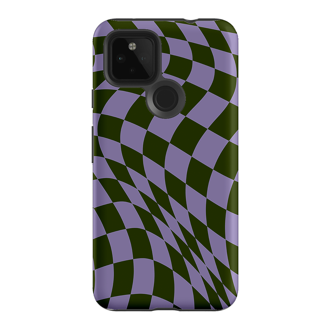Wavy Check Forest on Lilac Matte Case Matte Phone Cases Google Pixel 4A 5G / Armoured by The Dairy - The Dairy