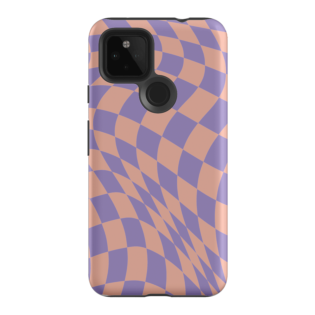 Wavy Check Lilac on Blush Matte Case Matte Phone Cases Google Pixel 4A 5G / Armoured by The Dairy - The Dairy