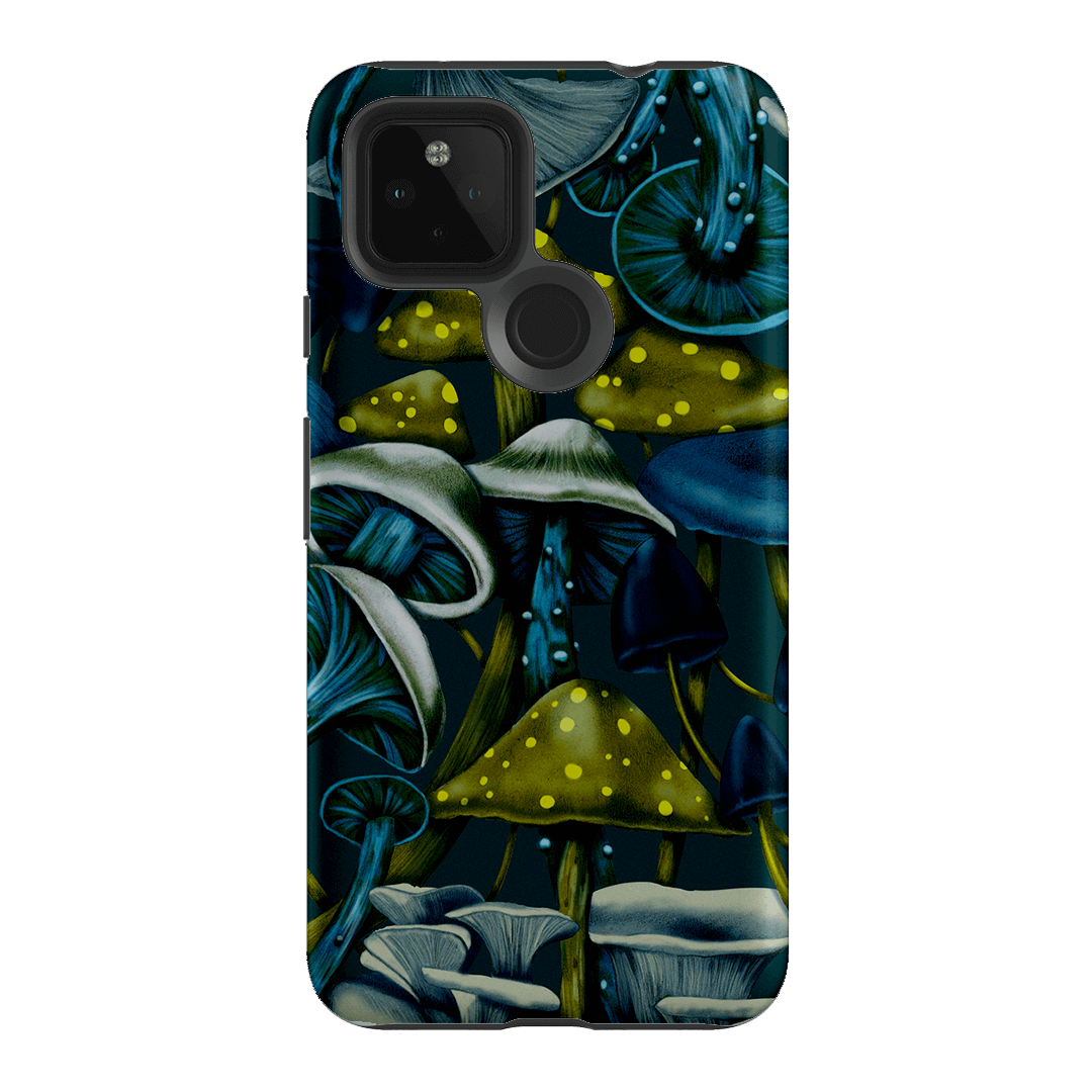 Shrooms Blue Printed Phone Cases Google Pixel 4A 5G / Armoured by Kelly Thompson - The Dairy