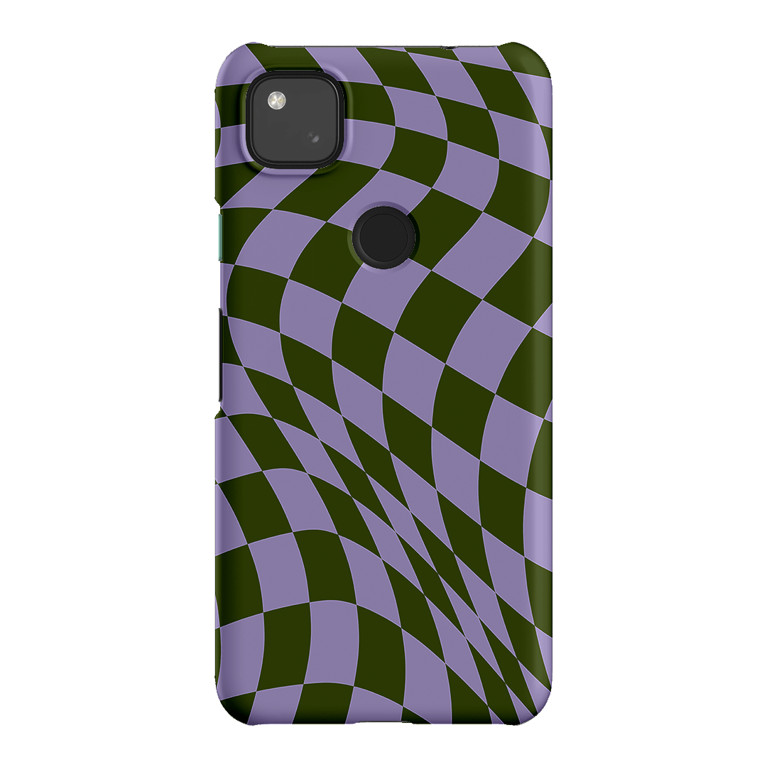 Wavy Check Forest on Lilac Matte Case Matte Phone Cases Google Pixel 4A 4G / Snap by The Dairy - The Dairy