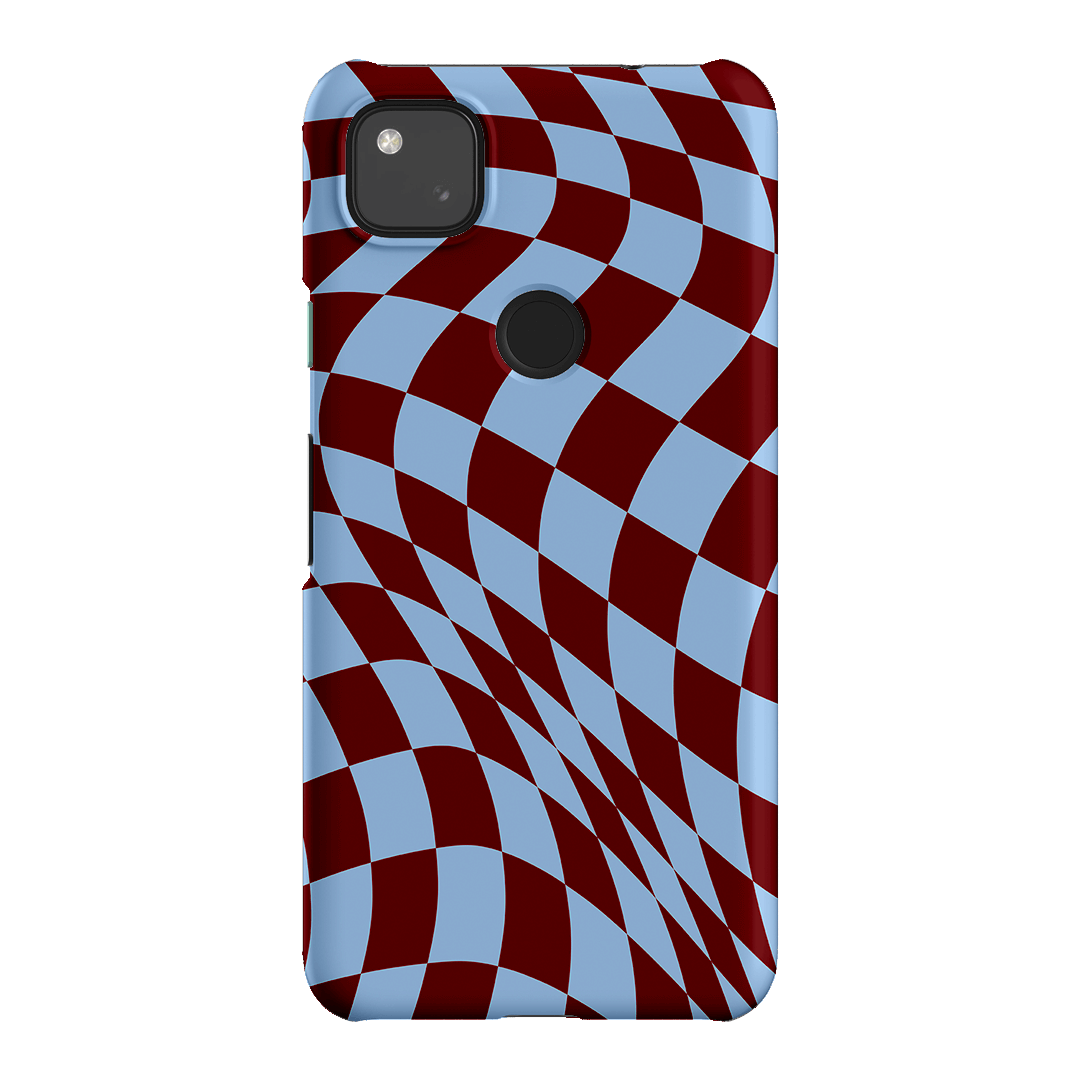 Wavy Check Sky on Maroon Matte Case Matte Phone Cases Google Pixel 4A 4G / Snap by The Dairy - The Dairy