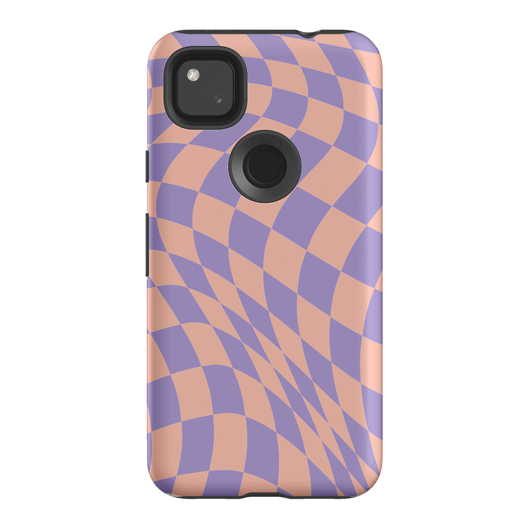 Wavy Check Lilac on Blush Matte Case Matte Phone Cases Google Pixel 4A 4G / Armoured by The Dairy - The Dairy