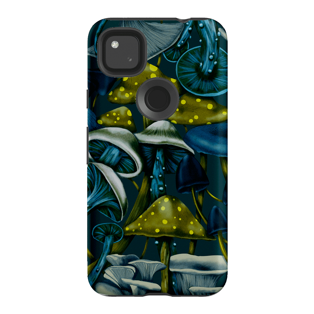 Shrooms Blue Printed Phone Cases Google Pixel 4A 4G / Armoured by Kelly Thompson - The Dairy