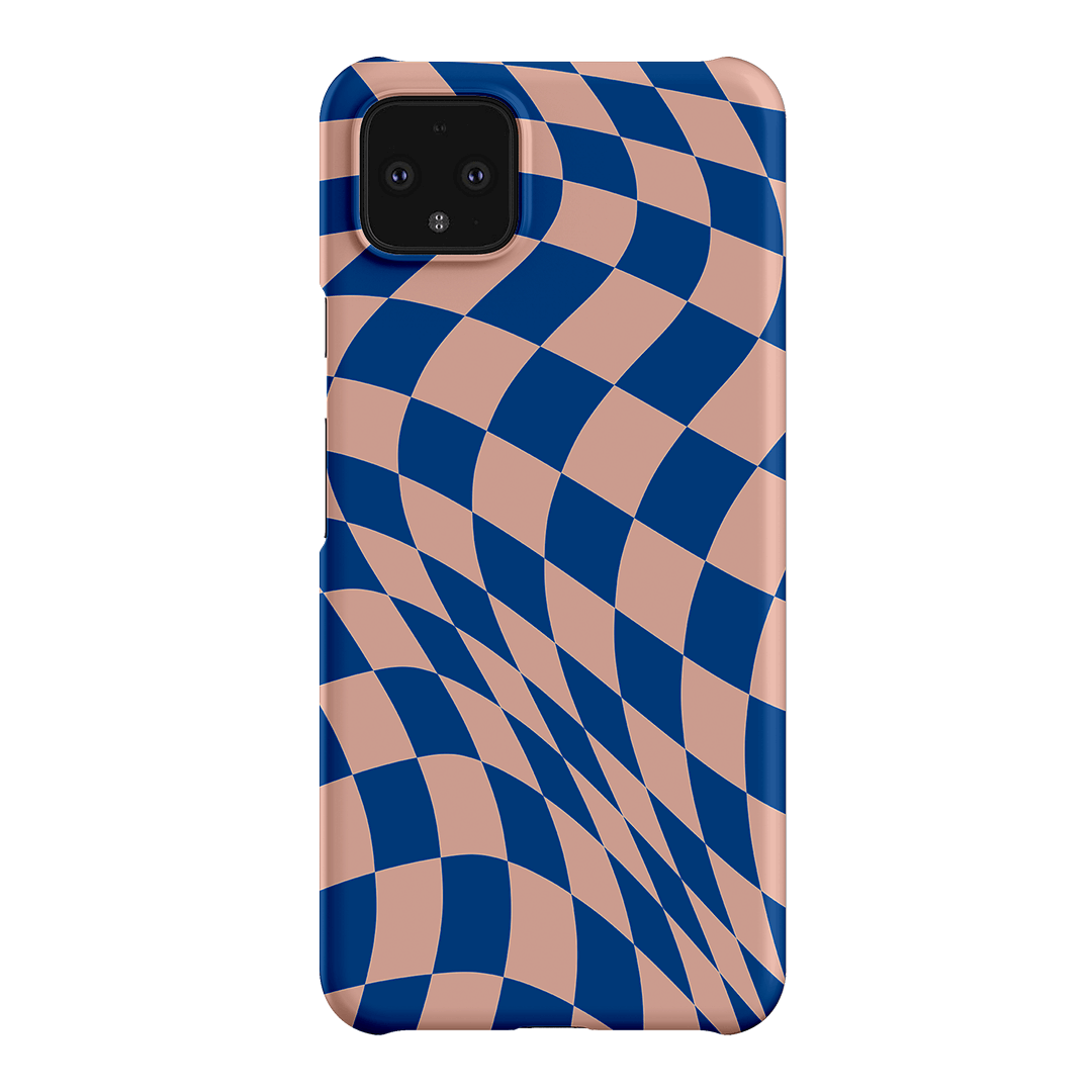 Wavy Check Cobalt on Blush Matte Case Matte Phone Cases Google Pixel 4XL / Snap by The Dairy - The Dairy
