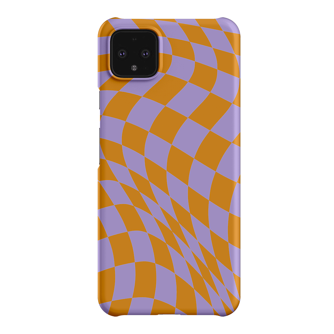 Wavy Check Orange on Lilac Matte Case Matte Phone Cases Google Pixel 4XL / Snap by The Dairy - The Dairy