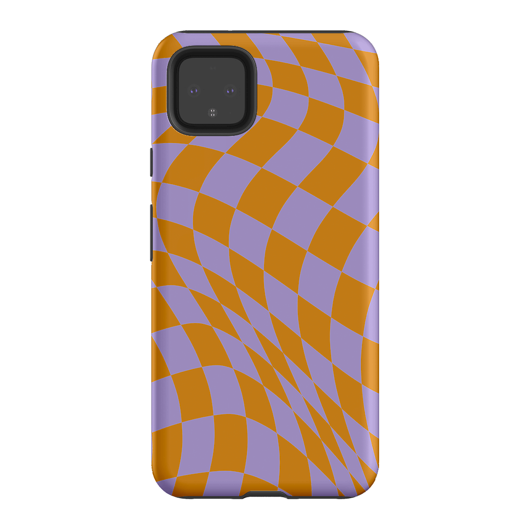Wavy Check Orange on Lilac Matte Case Matte Phone Cases Google Pixel 4XL / Armoured by The Dairy - The Dairy