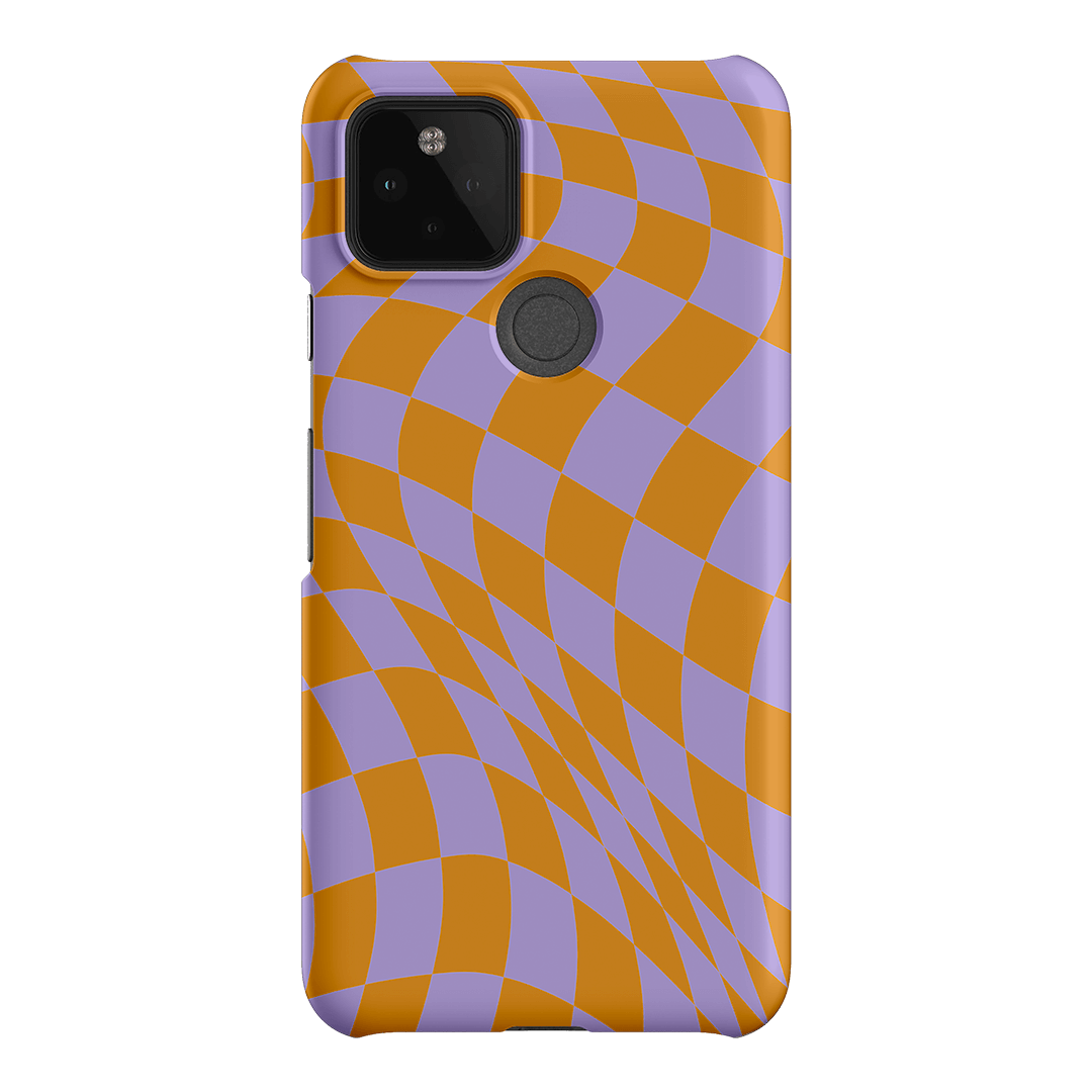 Wavy Check Orange on Lilac Matte Case Matte Phone Cases Google Pixel 5 / Snap by The Dairy - The Dairy