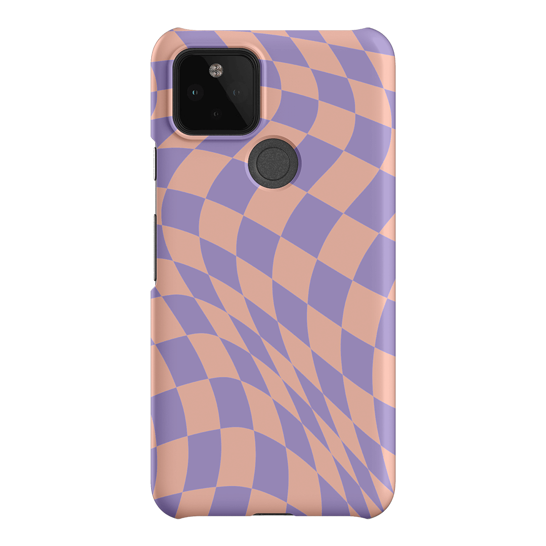 Wavy Check Lilac on Blush Matte Case Matte Phone Cases Google Pixel 5 / Snap by The Dairy - The Dairy