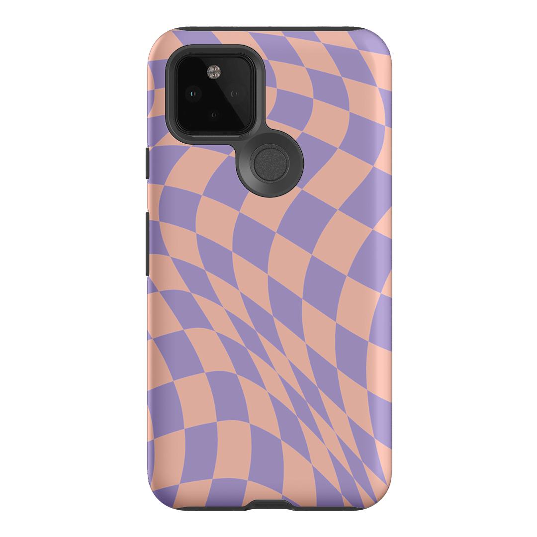 Wavy Check Lilac on Blush Matte Case Matte Phone Cases Google Pixel 5 / Armoured by The Dairy - The Dairy