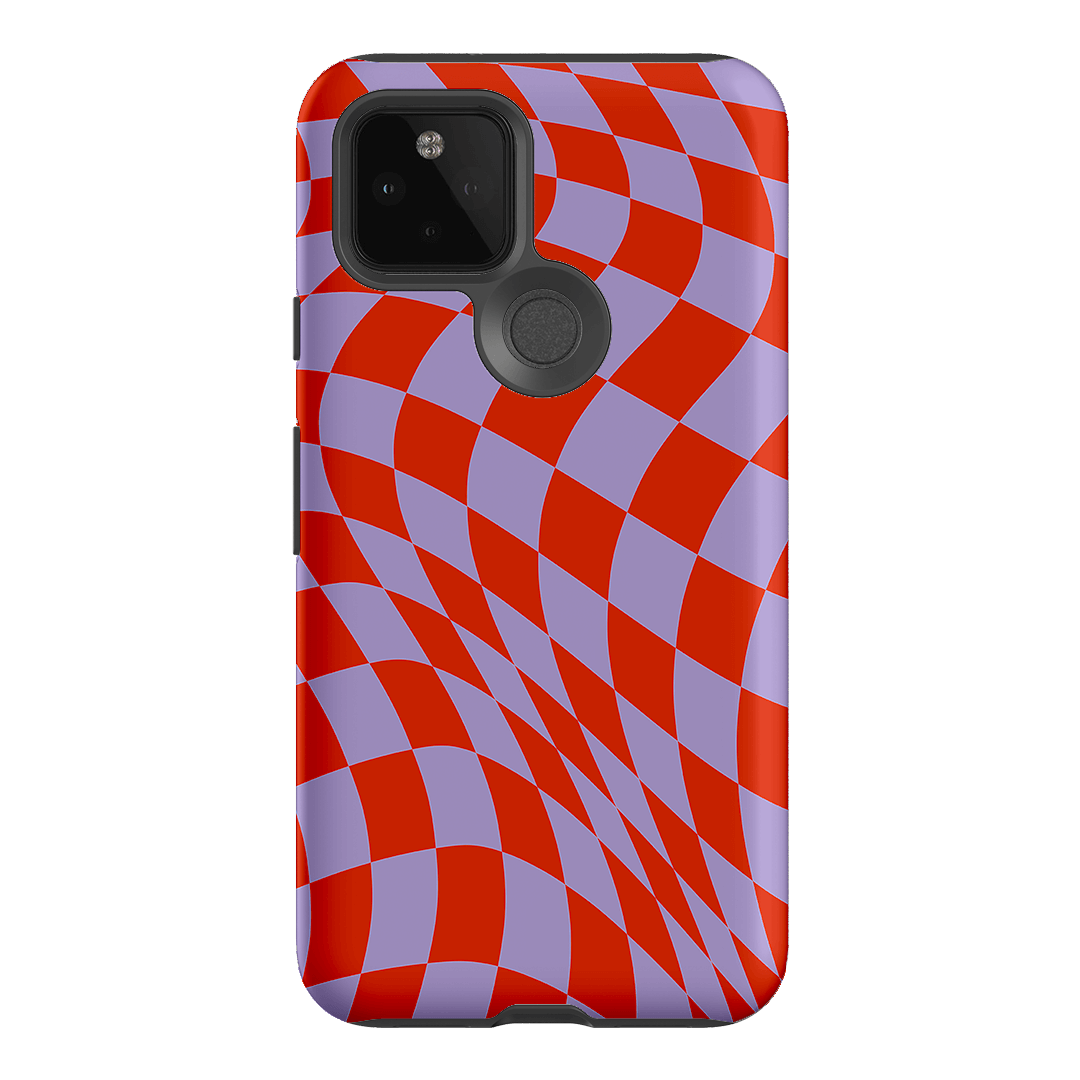 Wavy Check Scarlet on Lilac Matte Case Matte Phone Cases Google Pixel 5 / Armoured by The Dairy - The Dairy