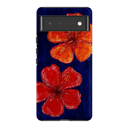 Hibiscus Flower Deep Blue Printed Phone Cases Google Pixel 6 / Armoured by BG. Studio - The Dairy