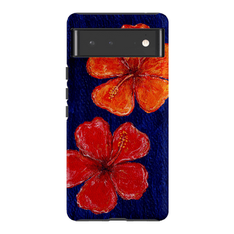 Hibiscus Flower Deep Blue Printed Phone Cases Google Pixel 6 / Armoured by BG. Studio - The Dairy