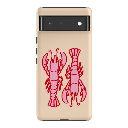 Lobster Love Peach Printed Phone Cases Google Pixel 6 / Armoured by The Dairy - The Dairy