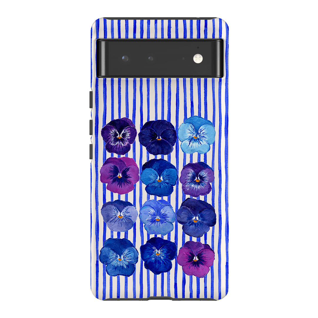 Striped Pansies Printed Phone Cases Google Pixel 6 / Armoured by Kayla Henley - The Dairy