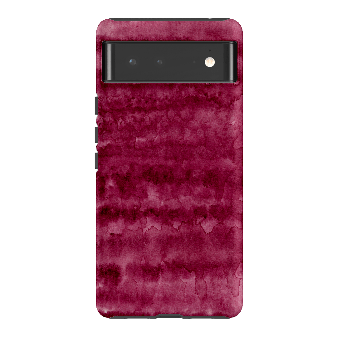 Watercolour Stripes Burgundy Printed Phone Cases Google Pixel 6 / Armoured by The Dairy - The Dairy
