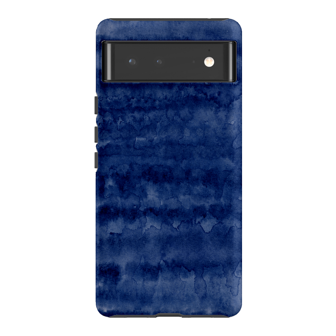 Watercolour Stripes Navy Printed Phone Cases Google Pixel 6 / Armoured by The Dairy - The Dairy