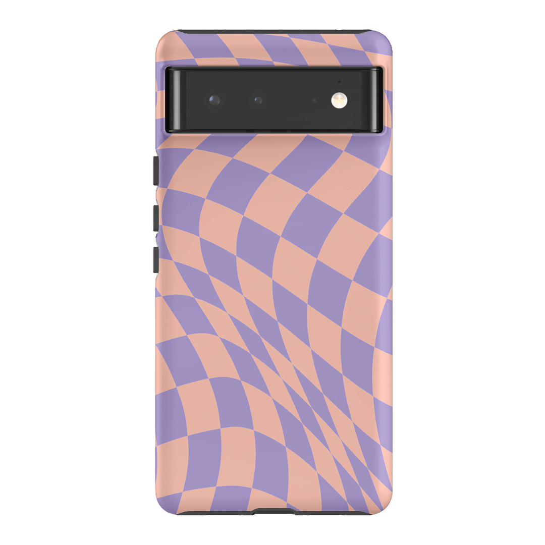 Wavy Check Lilac on Blush Matte Case Matte Phone Cases Google Pixel 6 / Armoured by The Dairy - The Dairy