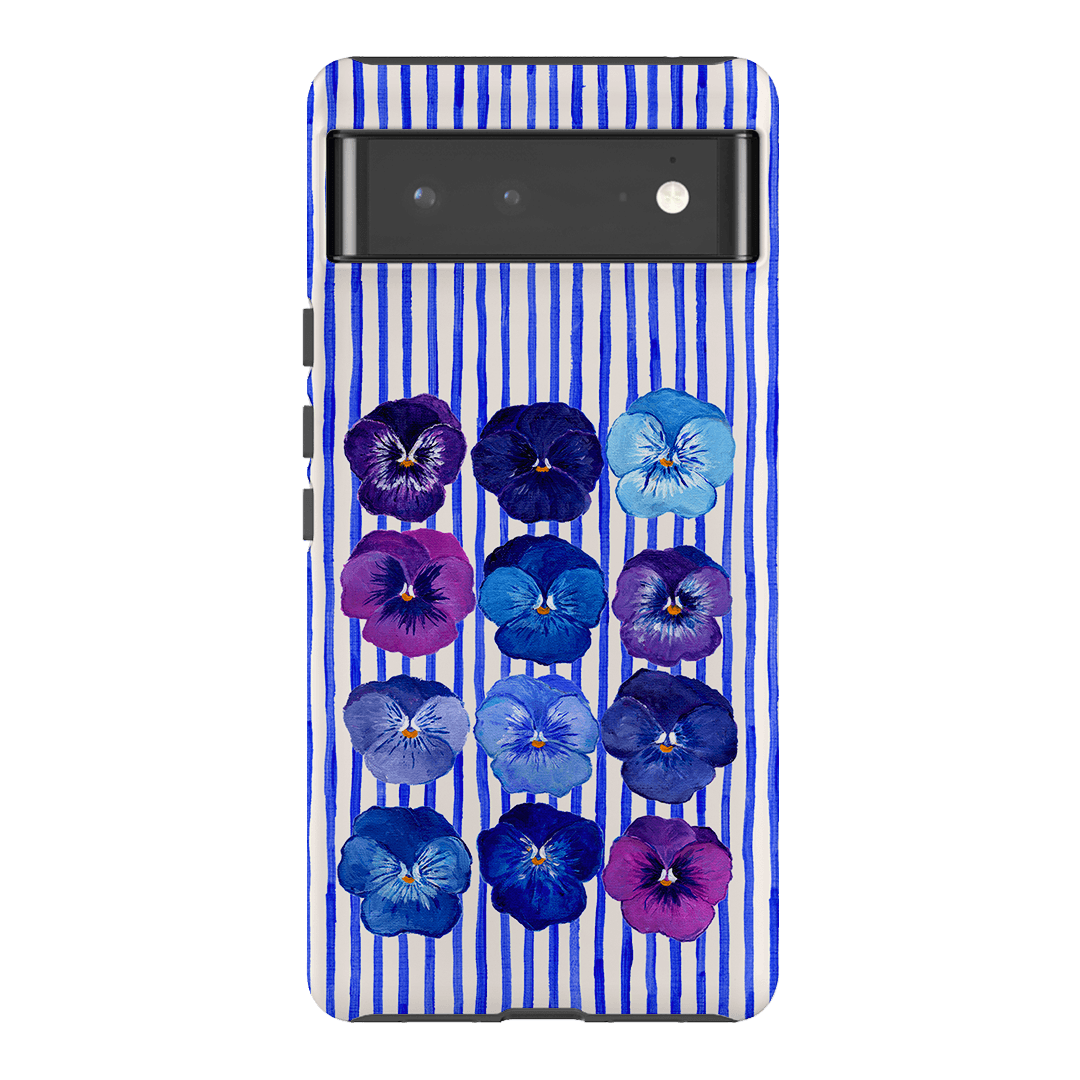Striped Pansies Printed Phone Cases Google Pixel 6 Pro / Armoured by Kayla Henley - The Dairy