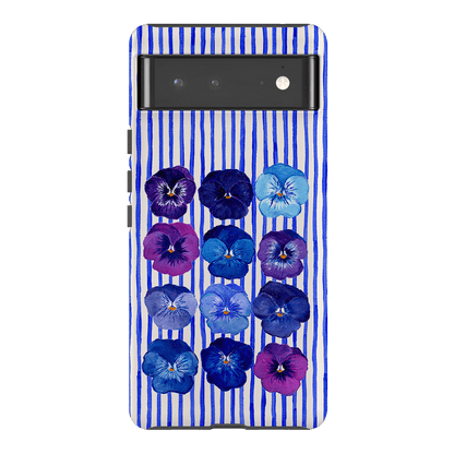 Striped Pansies Printed Phone Cases Google Pixel 6 Pro / Armoured by Kayla Henley - The Dairy