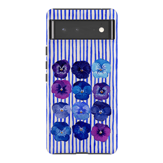 Striped Pansies Printed Phone Cases Google Pixel 6 Pro / Armoured by Kayla Henley - The Dairy