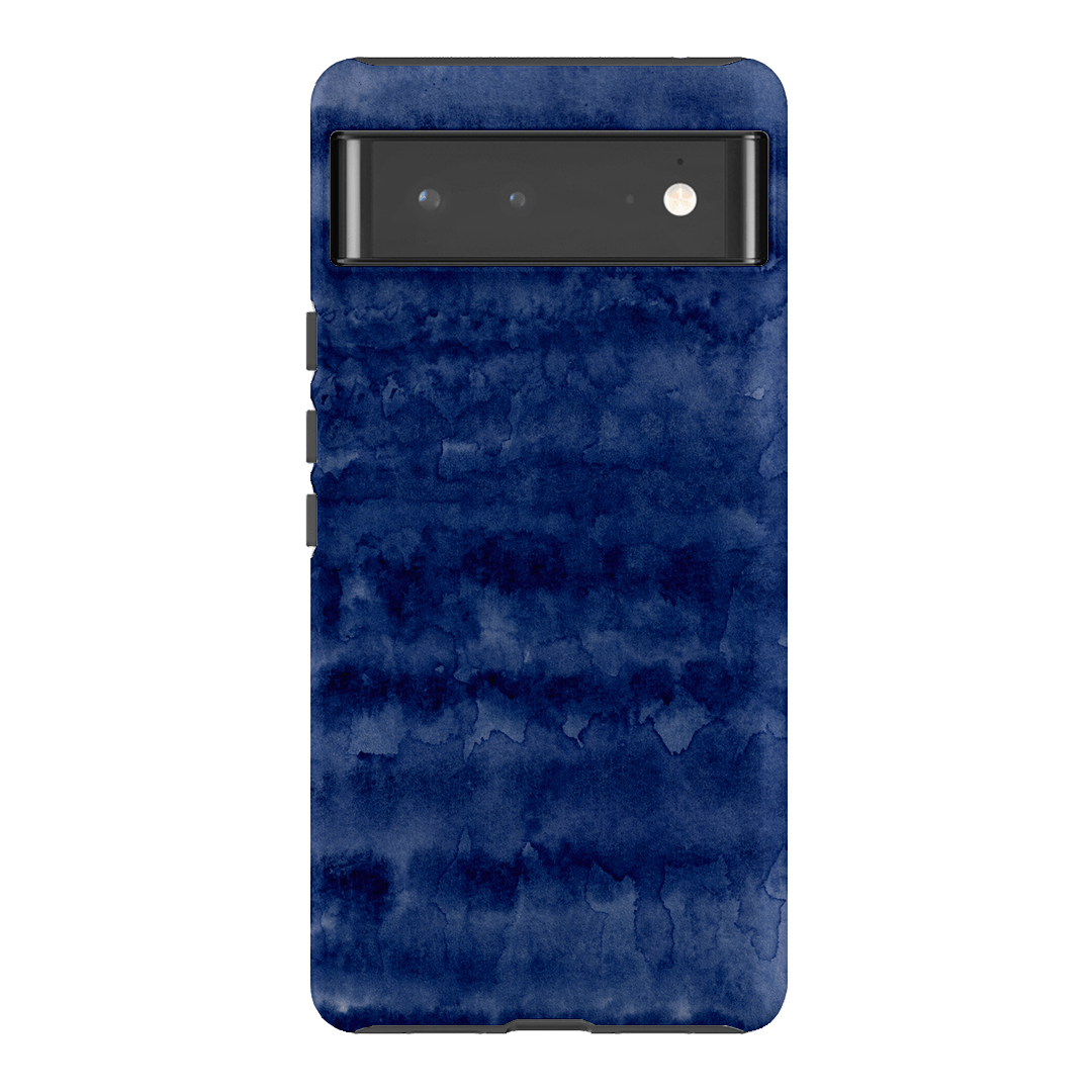 Watercolour Stripes Navy Printed Phone Cases Google Pixel 6 Pro / Armoured by The Dairy - The Dairy