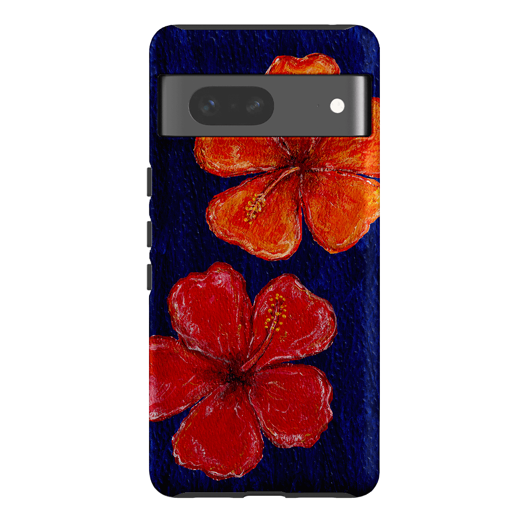 Hibiscus Flower Deep Blue Printed Phone Cases Google Pixel 7 / Armoured by BG. Studio - The Dairy
