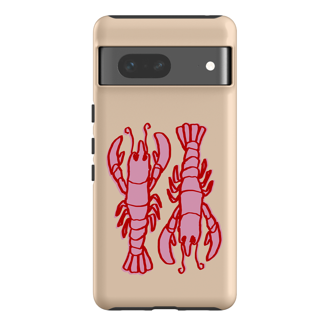 Lobster Love Peach Printed Phone Cases Google Pixel 7 / Armoured by The Dairy - The Dairy