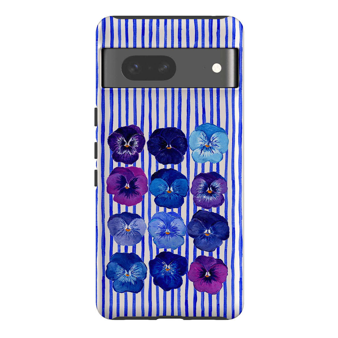 Striped Pansies Printed Phone Cases Google Pixel 7 / Armoured by Kayla Henley - The Dairy