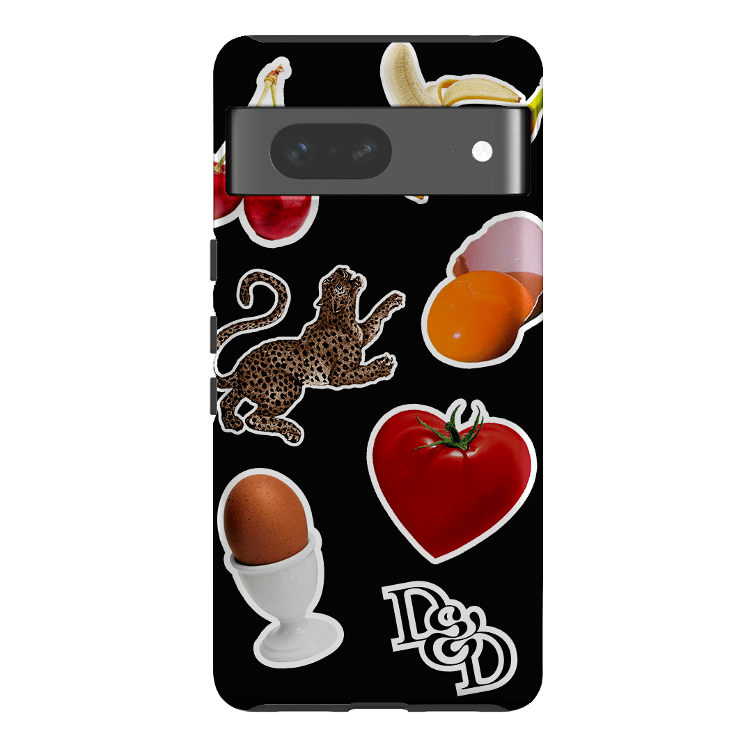 Sunday Stickers Black Printed Phone Cases Google Pixel 7 / Armoured by Desmond & Dempsey - The Dairy