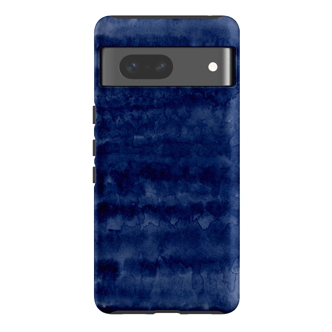 Watercolour Stripes Navy Printed Phone Cases Google Pixel 7 / Armoured by The Dairy - The Dairy