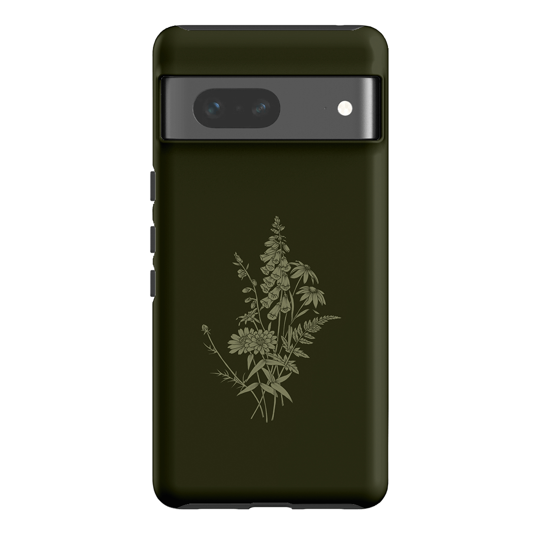 Wildflowers Olive Printed Phone Cases Google Pixel 7 / Armoured by Typoflora - The Dairy
